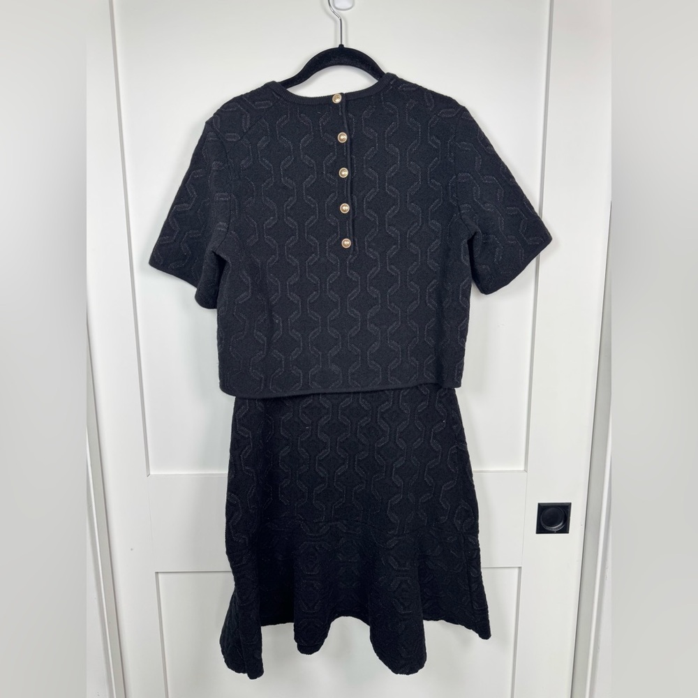 Maje Reve Womens Black Layered Textured Knitted Ruffled Mini Dress 42 XL - Picture 9 of 9